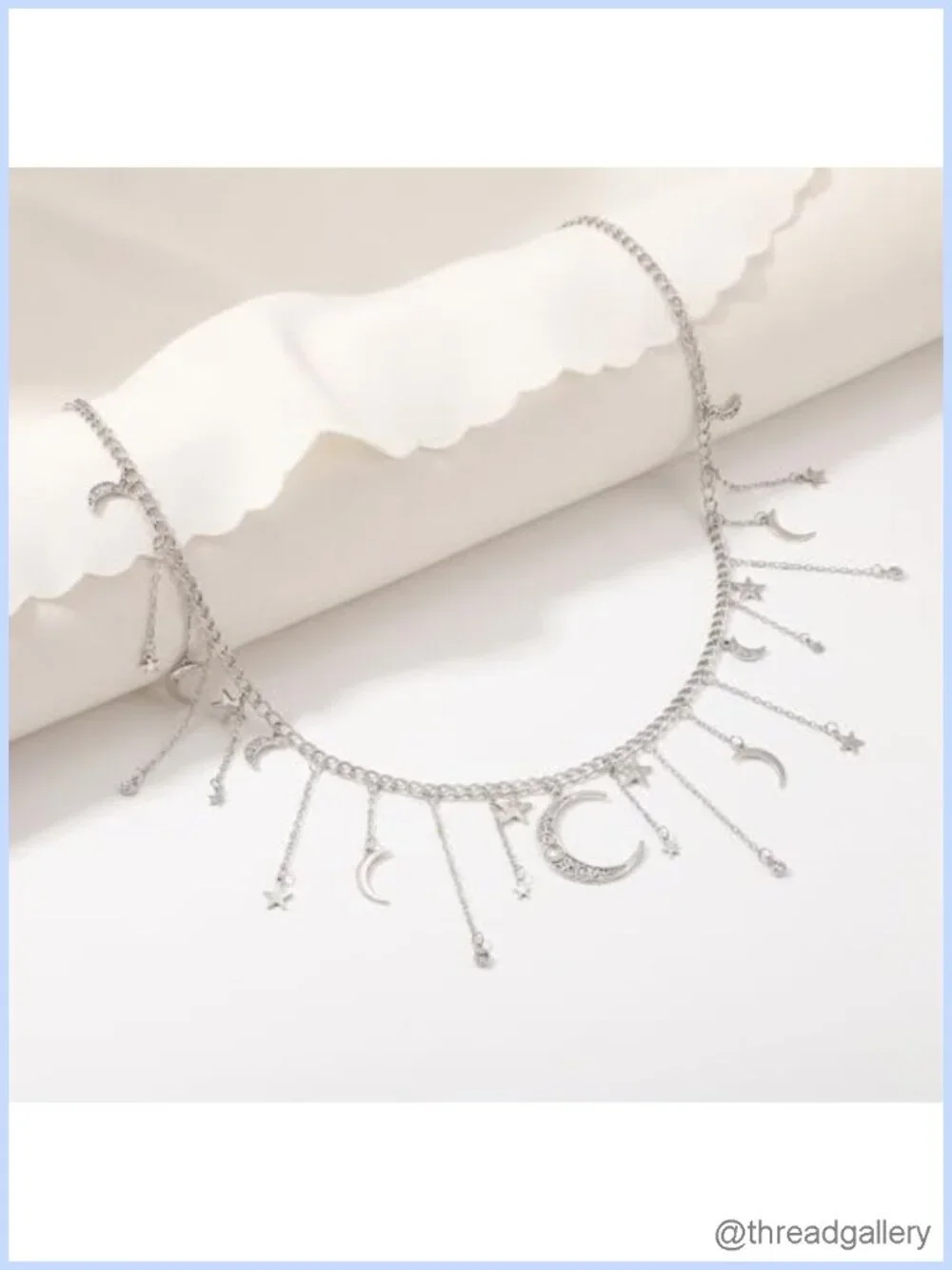 Star Moon Waist Chain Belt for Women Dress Silver Zinc Alloy Adjustable